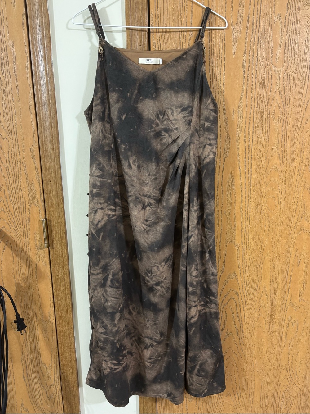 Tie-Dye Slip Dress in Brown and Black
